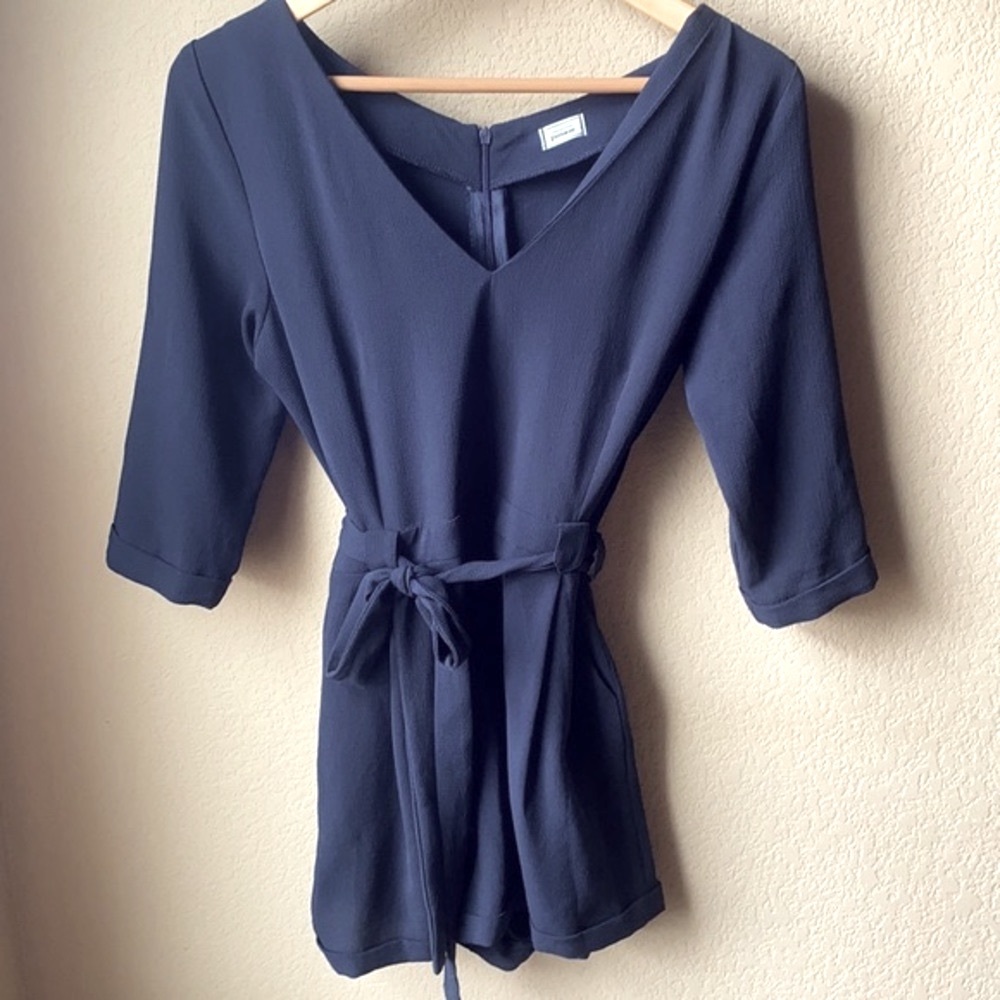 Pimkie navy blue belted romper, size small